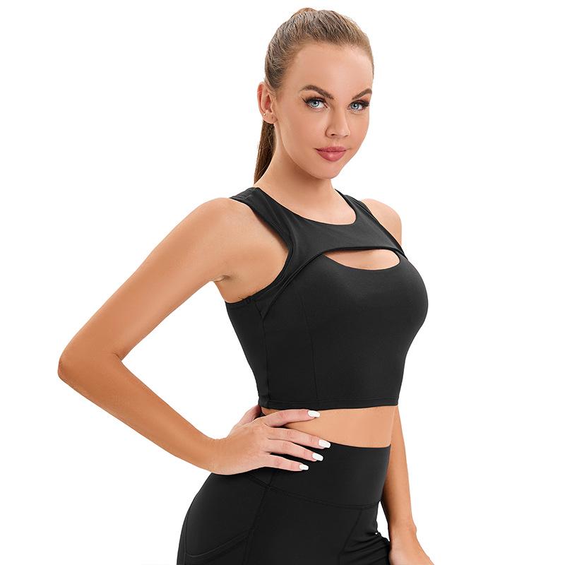 

Стильный ударопрочный спортивный бюстгальтер: Поддерживающая майка для йоги и бега для женщин Large чёрный