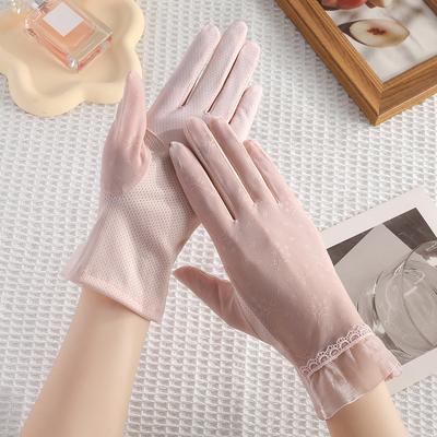 Mănuși de protecție solară din dantelă pentru femei, pentru exterior, condus și echitație, ușoare și subțiri, de vară, anti-alunecare, respirabile, modă, mănuși cu protecție solară