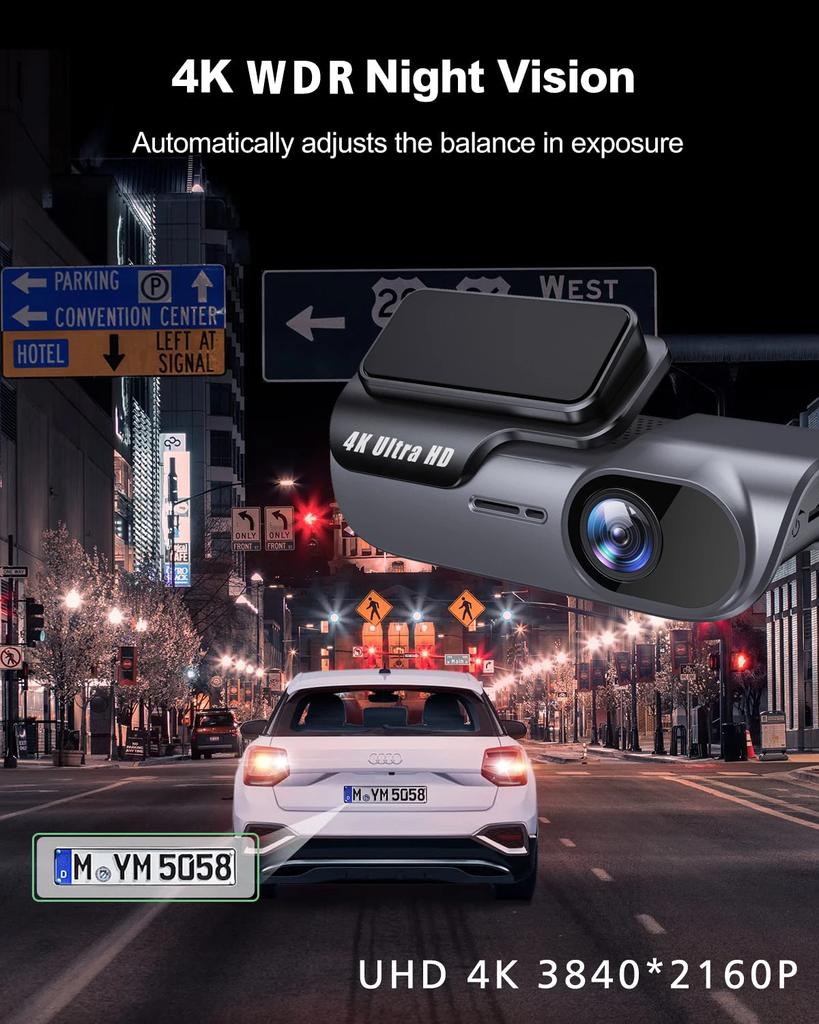 UHD 4K 3840*2160P Car DVR WIFI Dash Cam Camera Video Drive Recorder Dashcam Registrar Black Box 24 Hour Monitoring Night Vision