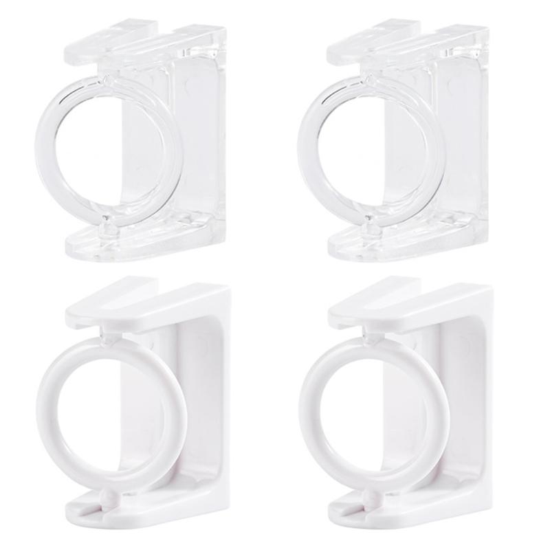 2 Pack 360 Degree Rotatable Self Adhesive Curtain Rod Holders Wall Mount Brackets for Drapery Transparent Plastic Hook