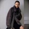 Womens Faux Fur Coat Streetwear Turn Down Collar Winter Outerwear Adults