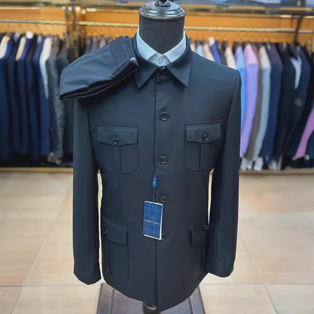 Men's Slim Fit Casual Zhongshan Two-Piece Suit