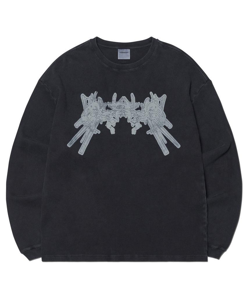 Nomaenyueol A.W Waffle Long Sleeve Tee - Washed Black