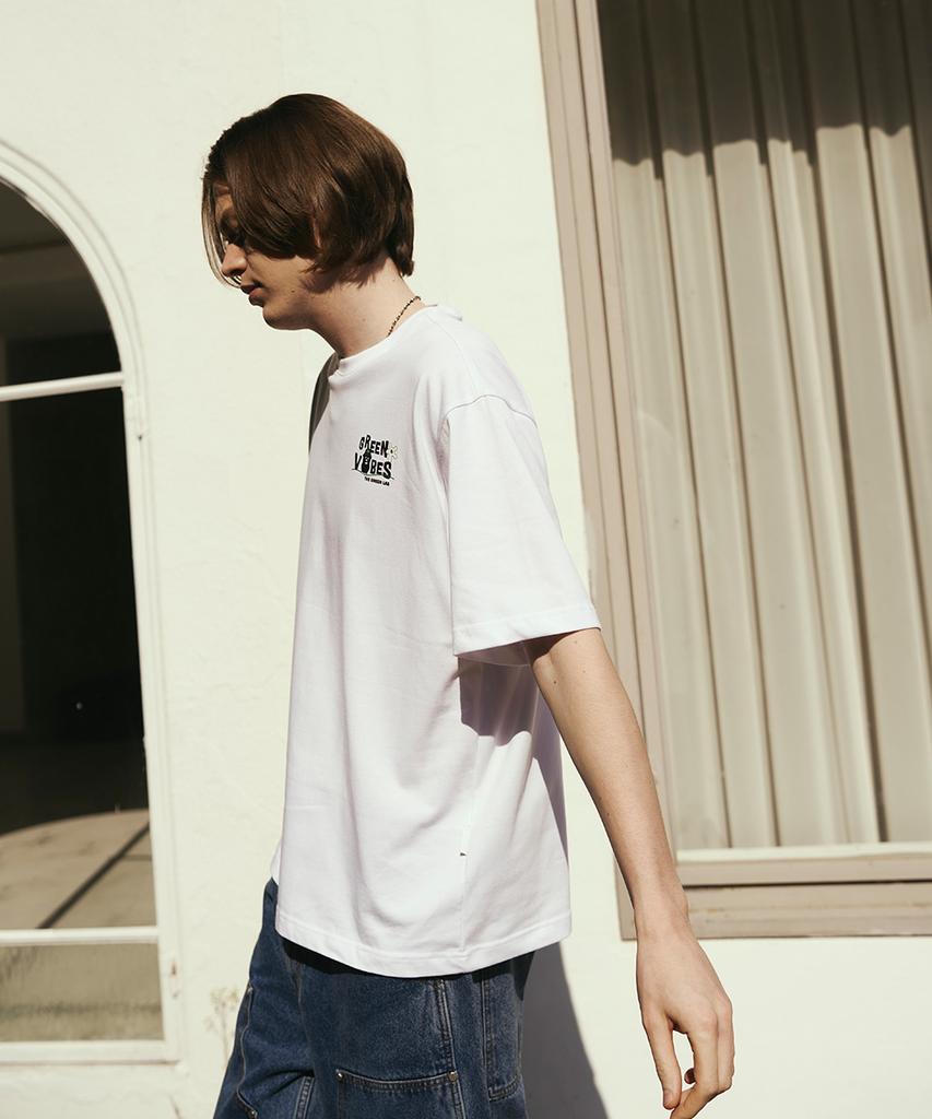THE GREEN LAB Green Vibes Mini Point Graphic Short Sleeve T-Shirt [Black]