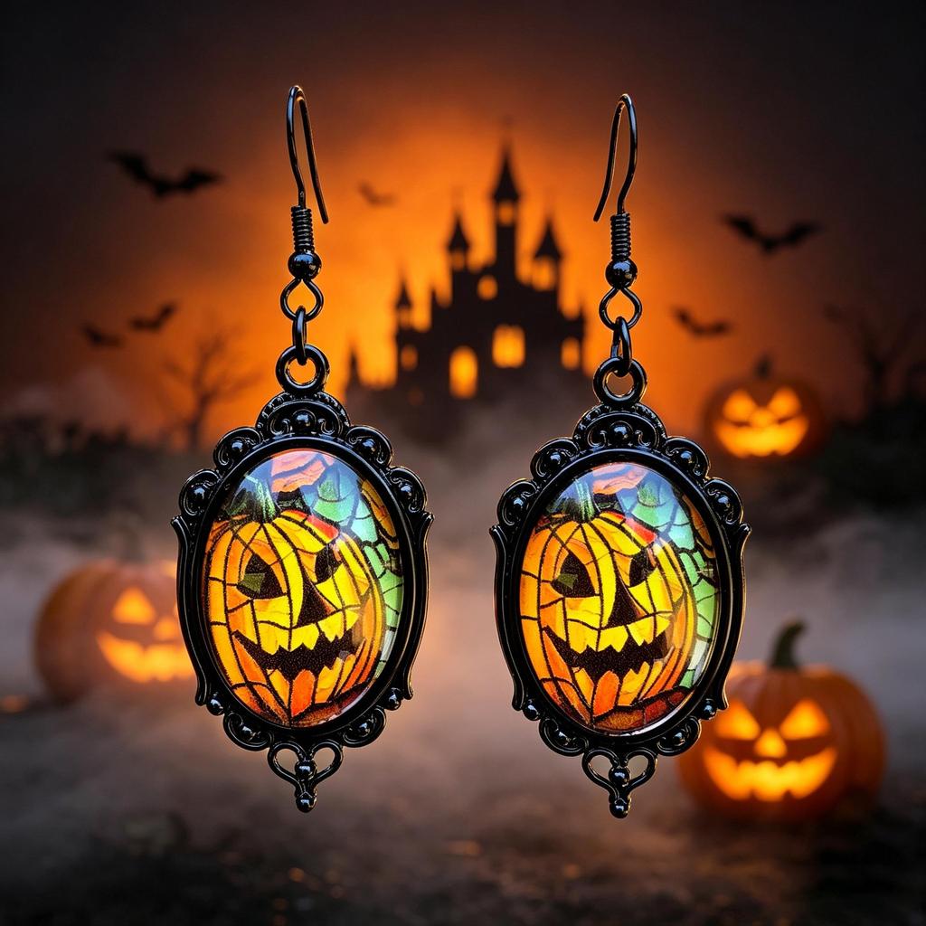 Retro Gothic Halloween Gem Pendant Earrings - Dark Series Festival Fashion Gift