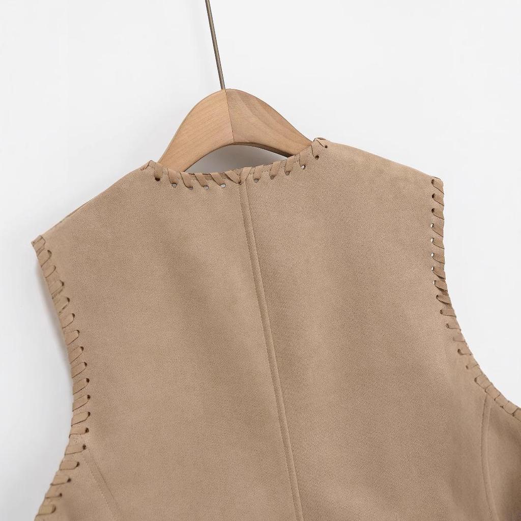 2025 Léto Dámský Etnický Styl Tkaná Semišová Vesta Top