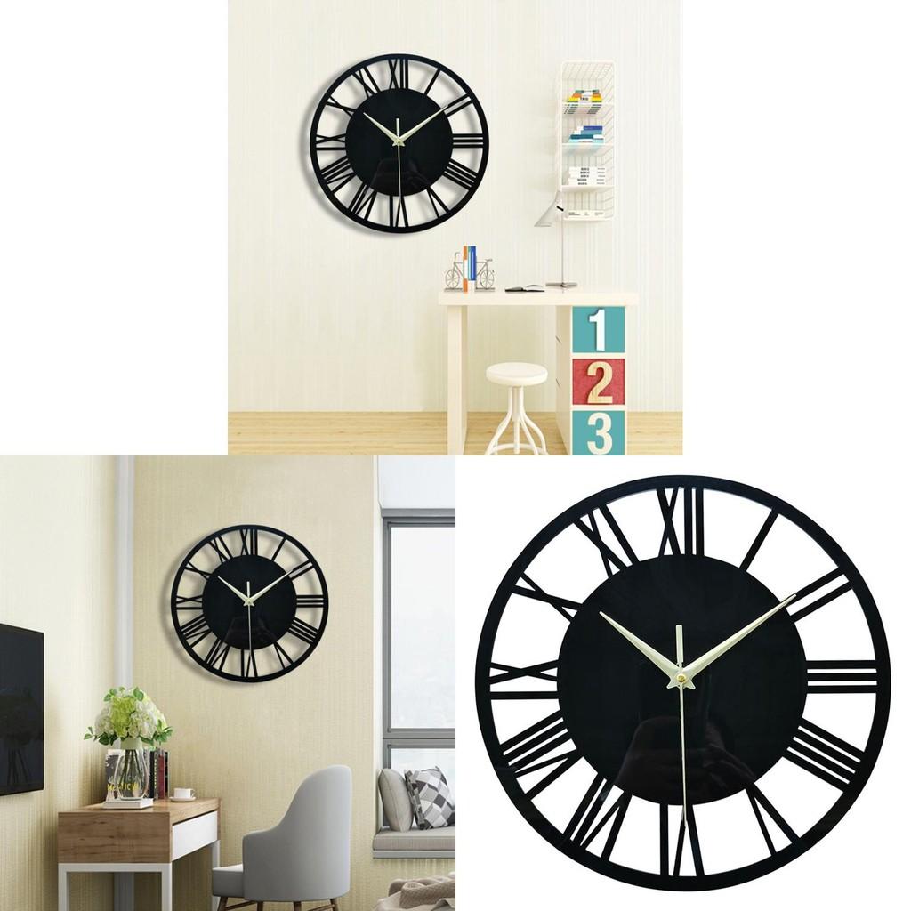 Moderne Acryl 3D Wanduhr Kreative Heimdekoration Römische Ziffern Schwarze Farbe