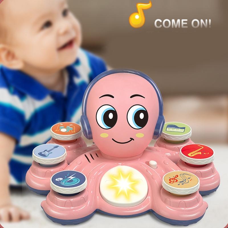 Children’s Sound Toy Electric 3-in-1 Multifunctional Baby Drum Pounding Toy with 28 Music & Light Kids Educational Toy