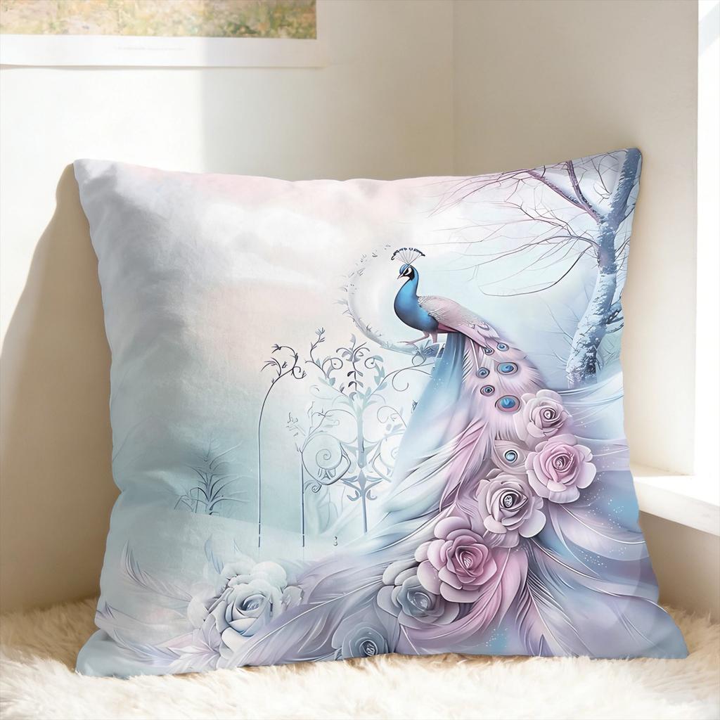 Peacock Feather Printing Pillow Case Fashion Pillow Cover Comfy Pillowcases For Sofa Couch Bed Living Room