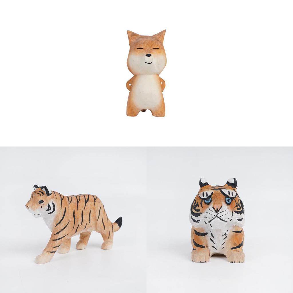 Wooden Tiger Car Ornament With Modern Minimalist Design For Office Decor