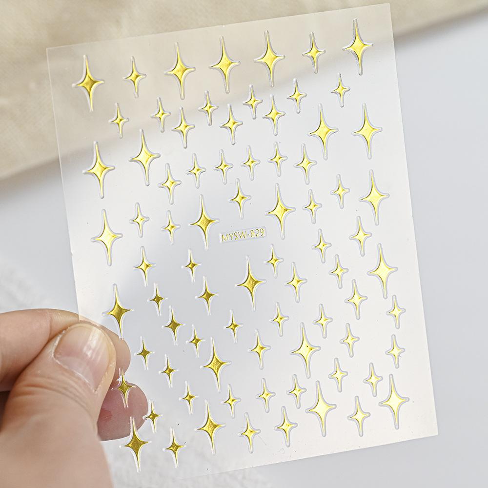 9-Color Four-Pointed Star Nail Art Sticker Diy Plastic Nail Art Decorative Sticker Color Star Light Nail Art Sticker