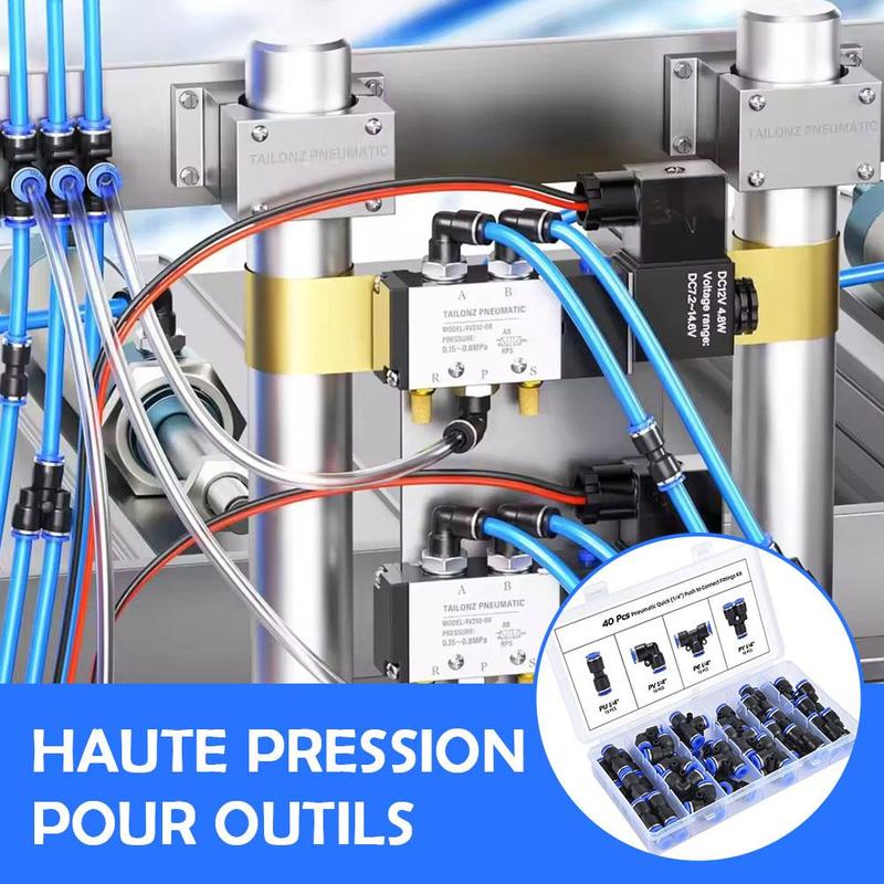 40Pcs/60pcs 1Box 1/4" OD PU/PY/PE/PL Kit Pneumatic Air Fittings Hose Connector Quick Release Connector