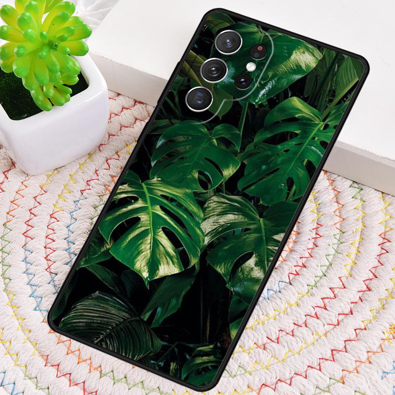 Green Tropical Leaves Leaf Silicone Phone Case For Samsung Galaxy note 10 pro S26 S25 S24 S23 S22 S21 Plus S25Ultra Capa Cover