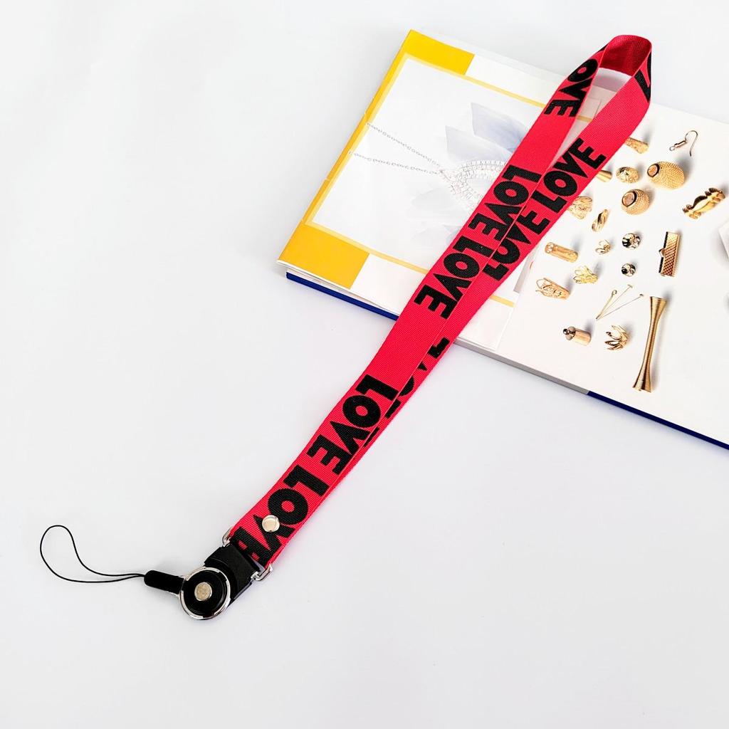 Stylish LOVE Silk Phone Lanyard with Woven Strap and Name Tag
