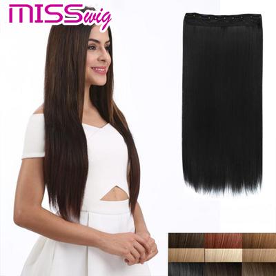 Langes, glattes, natürliches Kunsthaar, synthetische Haarverlängerung, Clip in Haarteilen für Frauen