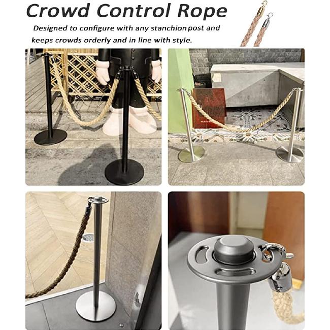 Velvet Stanchion Rope Bulk Crowd Control Barriers Safety Velvet Rope with Polished Gold Hooks for Movie Theaters Openings Hotels, Carpet, Party, Not