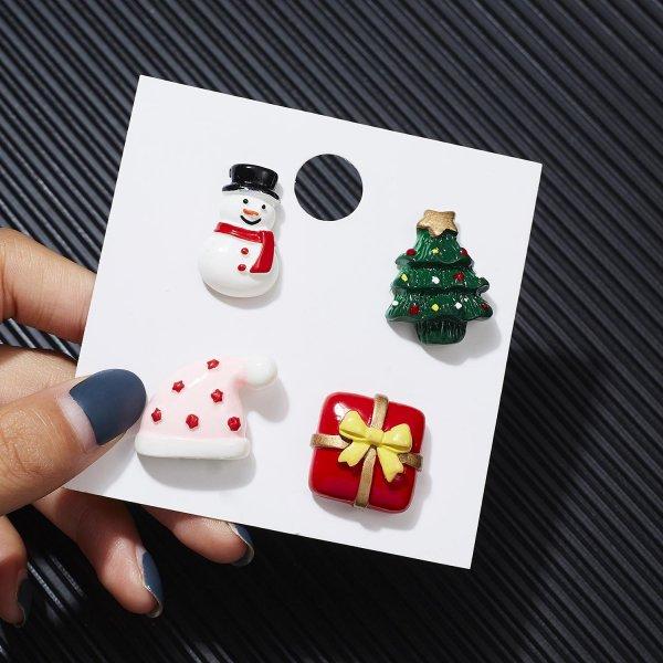 

Cute 3 Pcs/Set Cartoon Christmas Brooch Set Pin For Women Girl Tree Santa Claus Elk Collar Lapel Badge With Card Jewelry Gift