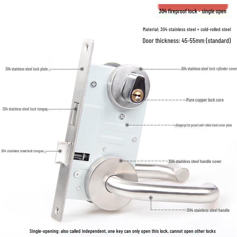 Deer Color 304 Stainless Steel Fire Door Lock Set