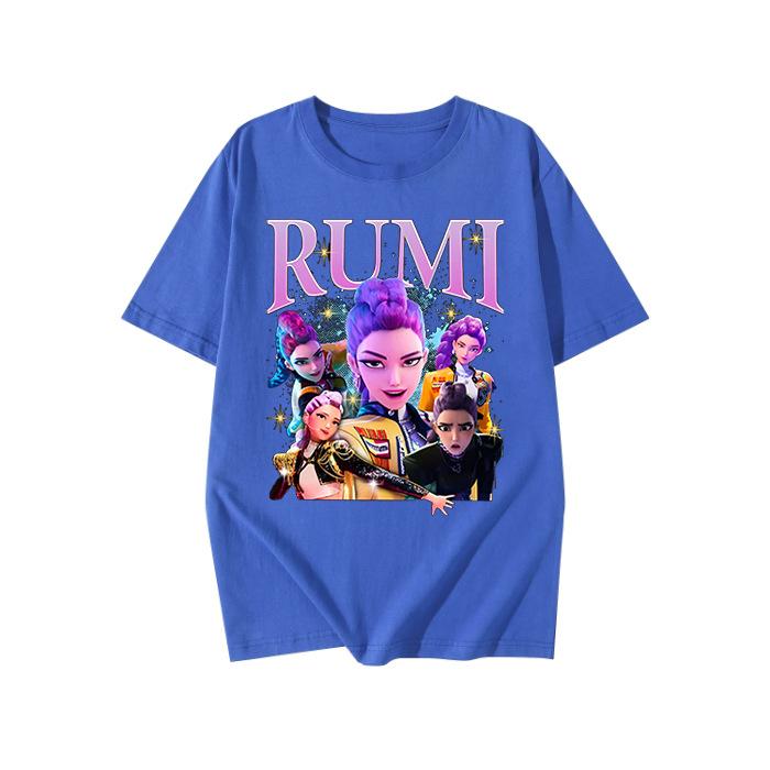 KPop Demon Hunters Fashion Short Sleeve Summer Colorful Printed Versatile Fashion Lightweight Short Sleeve Round Neck T-shirt
