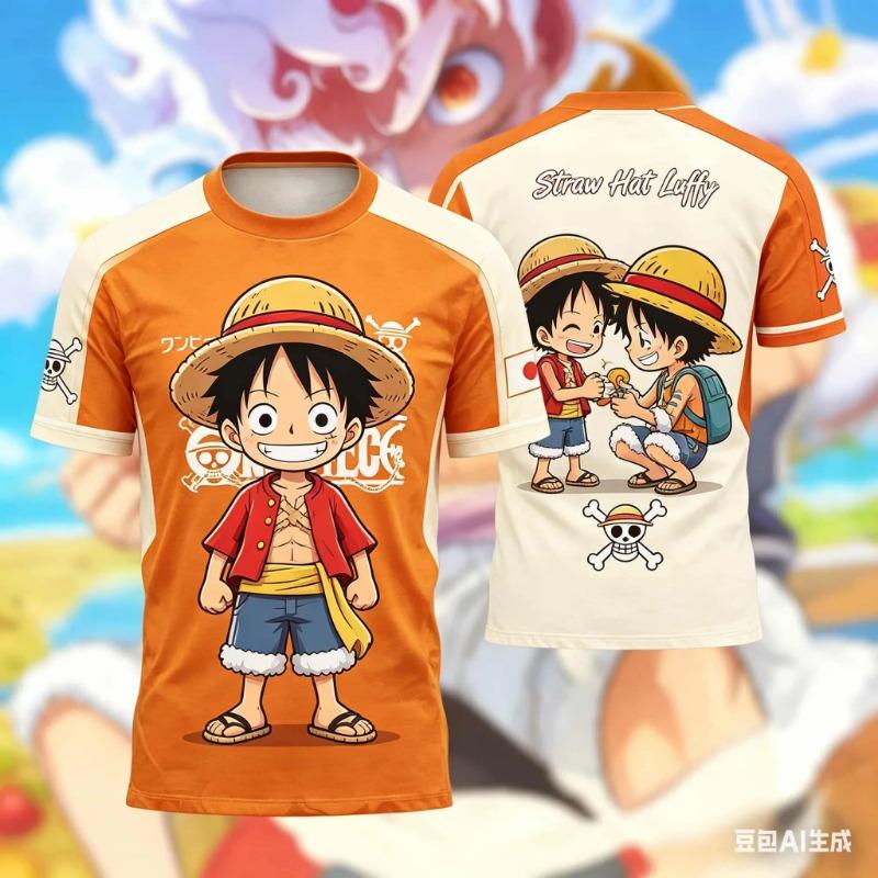 2026 One Piece Luffy Football Jersey T-shirt Kids Football Special Jersey Men's/Women's Quick-Drying Breathable Sweatshirt Tops