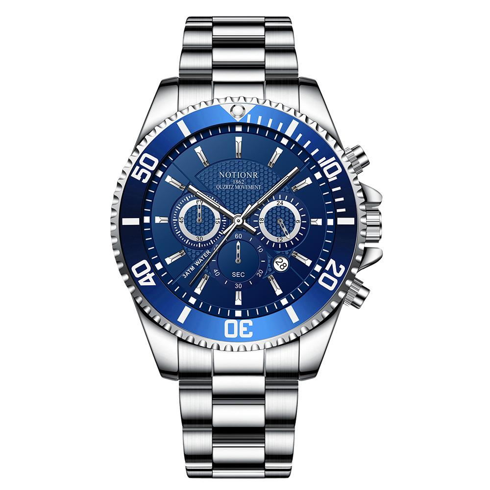 Orologio Classico da Uomo Orologio al Quarzo Orologio Multi-Quadrante Orologio in Acciaio Inossidabile Orologio Casual Sportivo da Uomo Orologio con Calendario Analogico