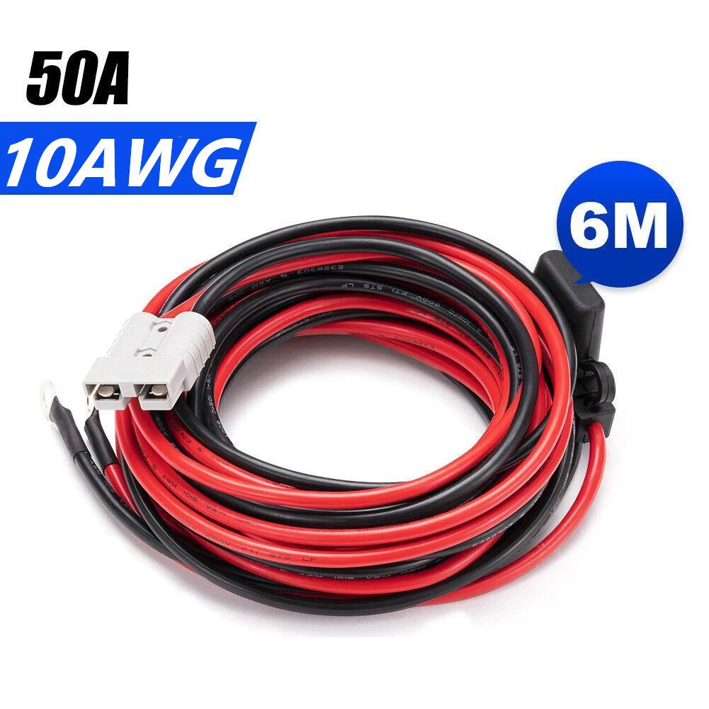 

Quick Connect Wiring Kit 50A 12V Battery Cable 6 Meter with Replaceable Fuse and Weatherproof Jacket for Off Road Vehicles