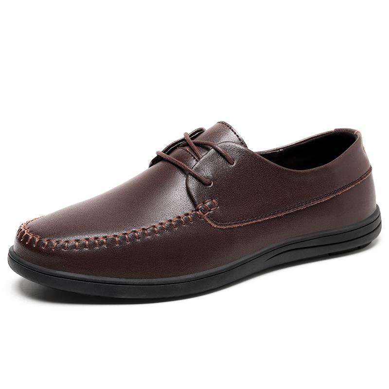 Leather Handmade Lace-Up Male Shoes Vintage All-match Business Shoes Mens Slip On Leisure Walk Shoes Classic Flats Driving Shoes