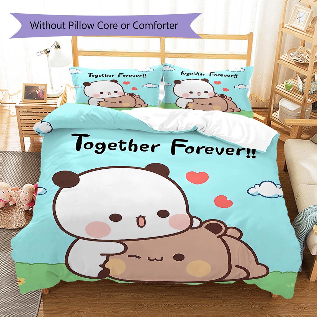 H260212Peach Goma Pattern Bedding,Quilt Set Quilt Cover Pillowcase Home Birthday Gift (1 * duvet cover + 2 * pillowcase, without core)