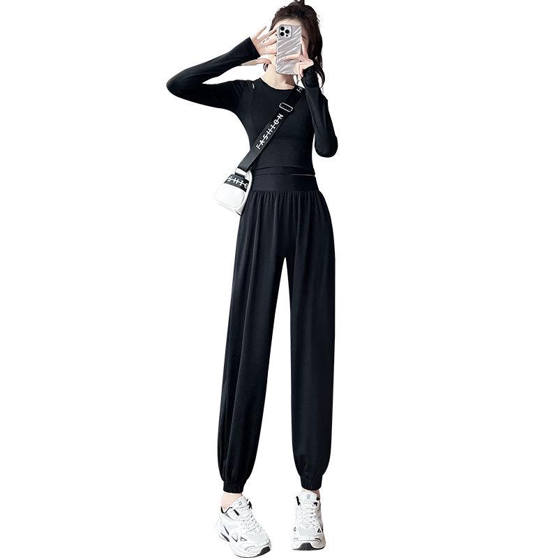 Women's Summer 2024 Casual Sportswear Set: Black Slimming Fitness Apparel for Running & Yoga