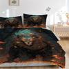 3pcs Lion Fantasy Artwork Bedding Set - 1 Duvet Cover + 2 Pillowcases(Core Not Included), Machine Washable Polyester, All-Season Comfort, Be