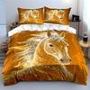 Glittering Golden Horse Design Bedding Duvet Cover Set Duvet Cover Pillowcases  (1 * Duvet Cover 2 * Pillowcases, without duvet insert)