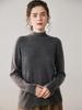 Women's Cashmere Sweater: Solid Color, Rolled Hem, Half-High Collar, Long Sleeve, Loose Fit, Versatile Knitwear for Autumn and Winter.