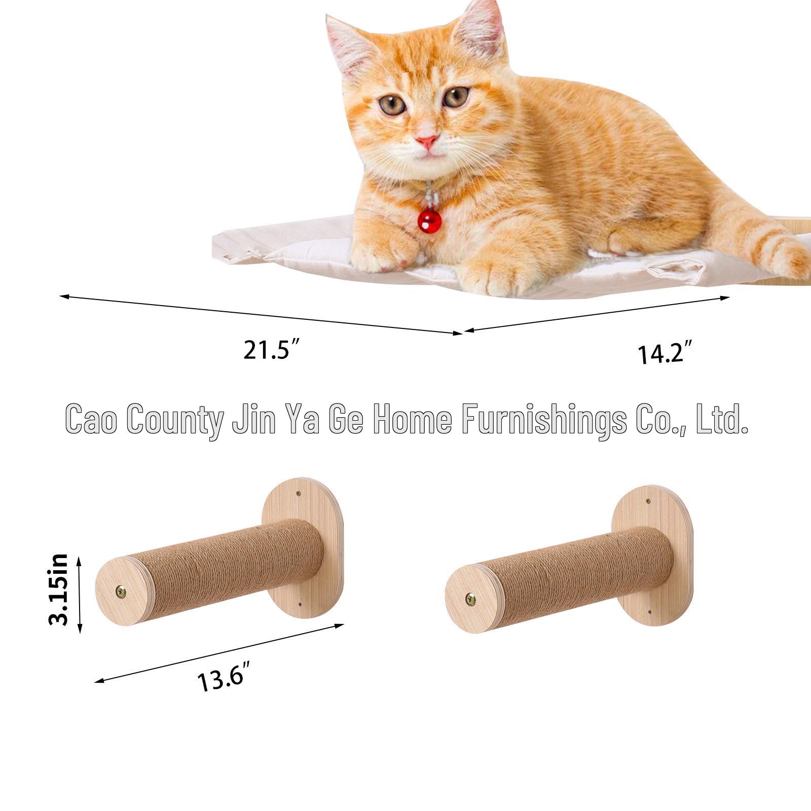 Настенная деревянная полка-гамак для кошек: Современная кровать для сна, игр, лазания и отдыха