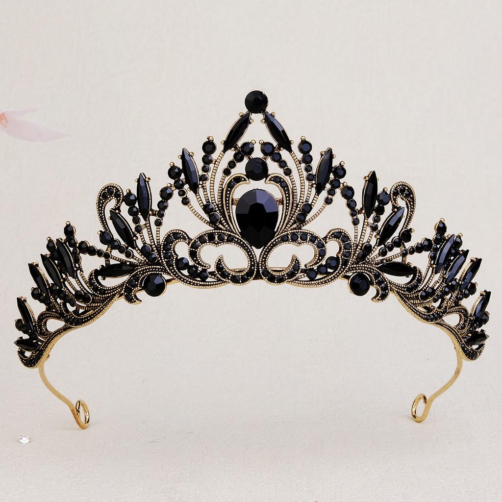 Halloween Jewelry Rhinestone Alloy Crown Holiday Party Dance Dress Headdress High-end Black Crown