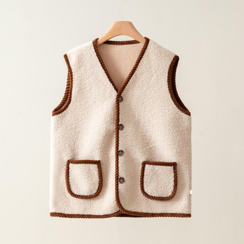 Women's Plus Size Fleece-Lined Lambswool Vest - New Autumn/Winter 2025 Fashion