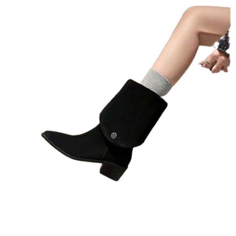 Women's Long Boots Autumn and Winter New Pointed Thick Heels Two Wear One-pedal Women's Boots