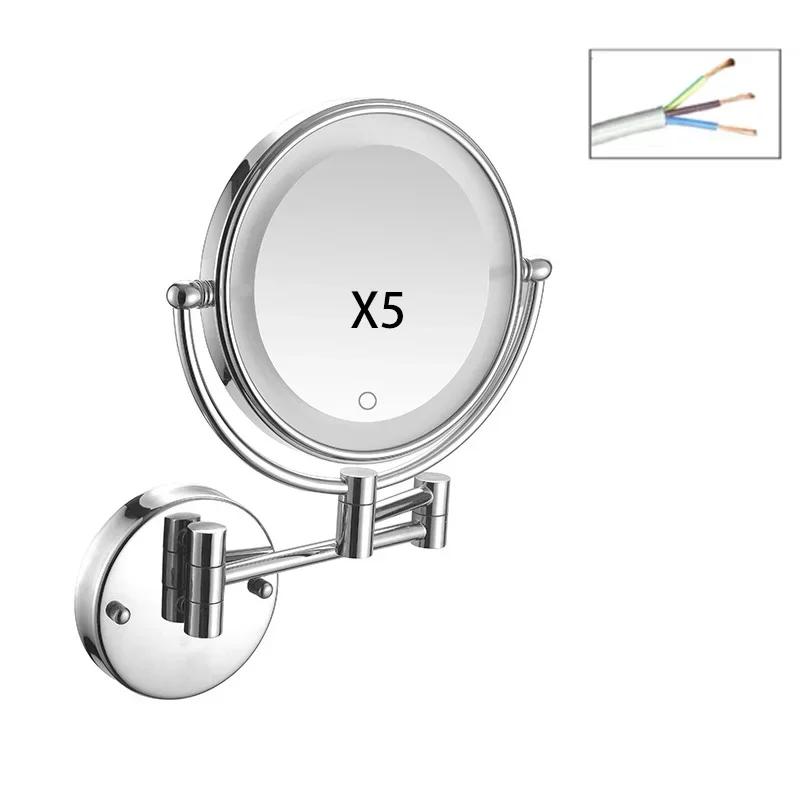 

Декоративные зеркала для ванной комнаты, 8-дюймовое складное вращающееся телескопическое зеркало для макияжа, настенное двухстороннее увеличительное зеркало для красоты