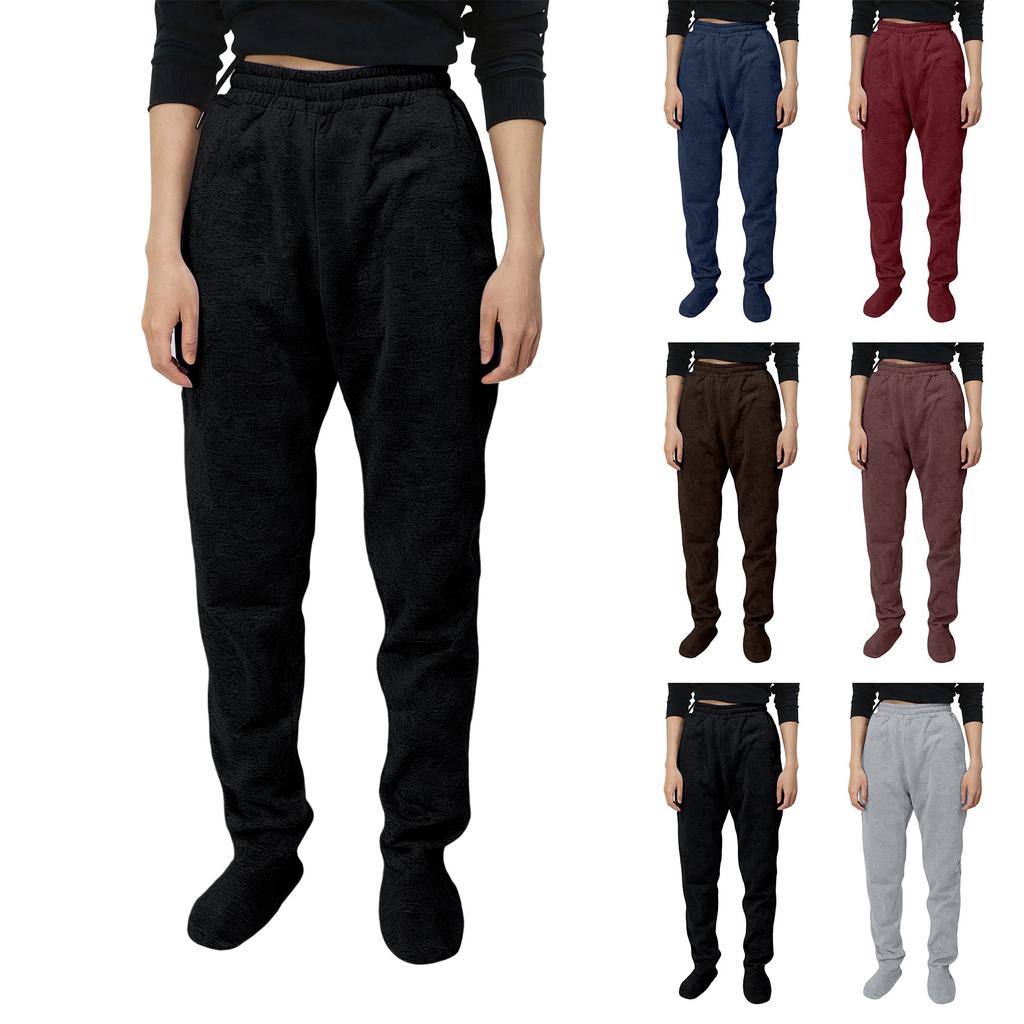 Erwachsenen-Fuß-Sweathose mit Fleece-gefütterten Füßen, elastischer Bund, weiche und warme Fuß-Pyjamahose