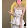 Off-Shoulder French Pleated Bandeau: Cinched Waist, Sweet & Spicy Bud-Shaped Slim-Fit Camisole, New Elegant Summer Design.