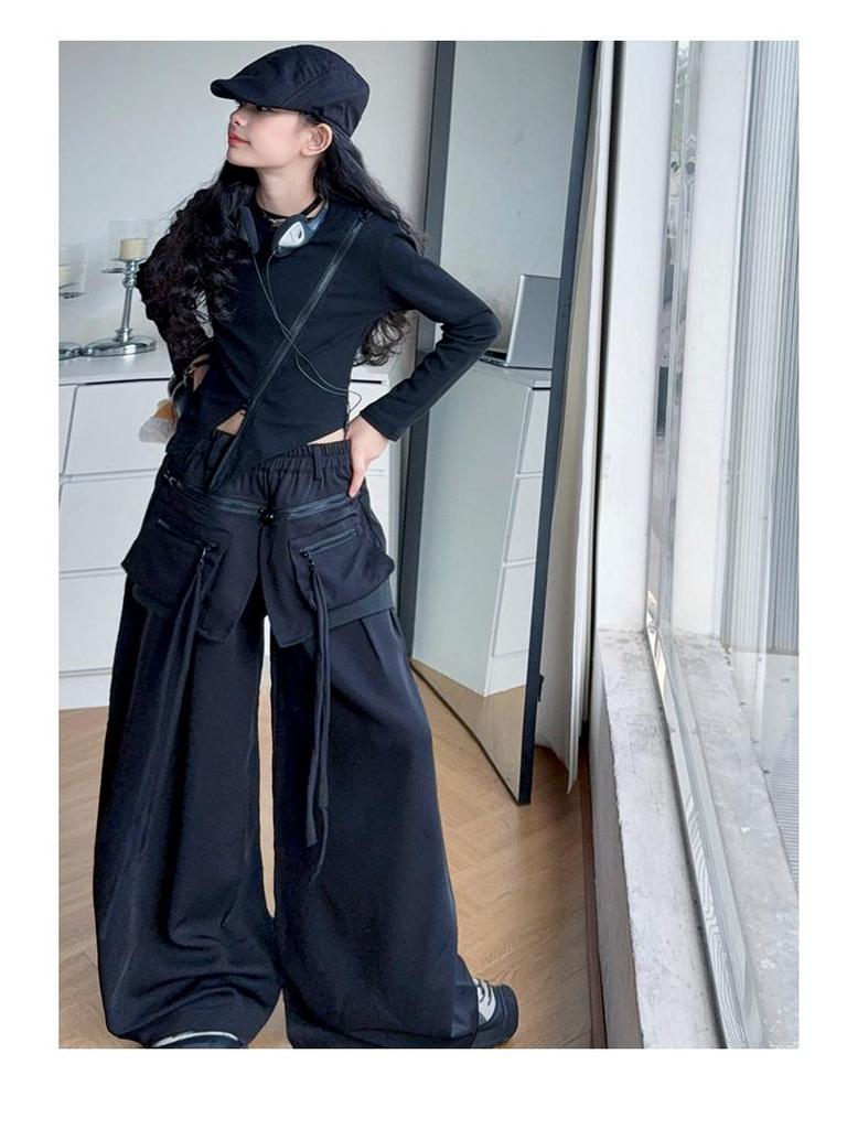 Modisches Mädchen-Herbst 2025 Langarm-Top & Cargohose Set