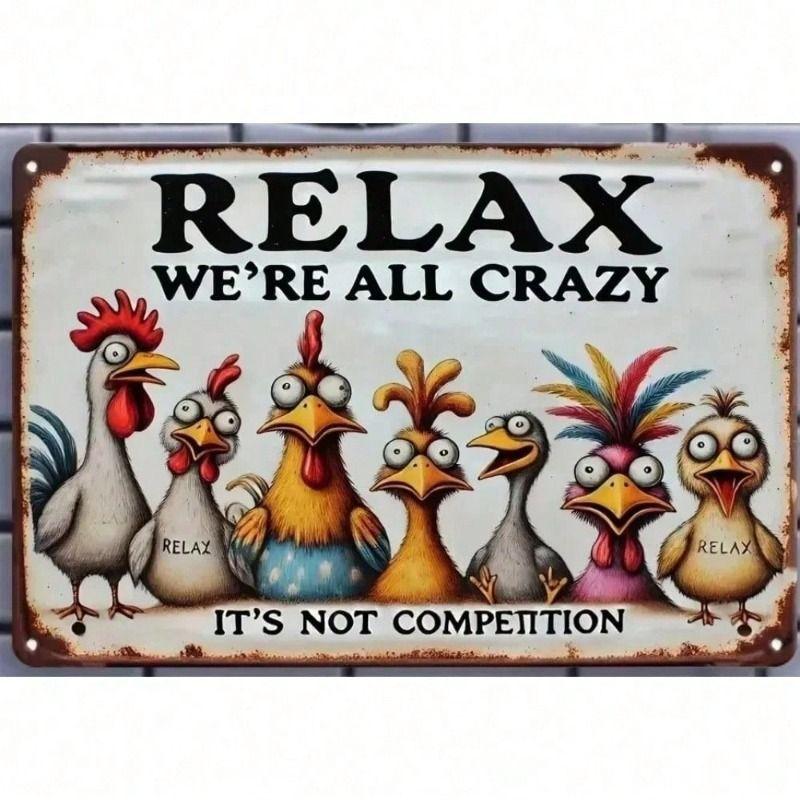 

Metal Wall Art Rooster Colorful 8x12 Inch Retro Kitchen Decor
