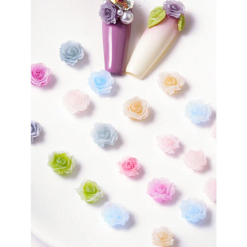 100Pcs 3D Flowers Rose Nail Art Charms Resin Camellia Nail Art Jewelry For Women Diy Crafts Manicures Tips Nail Decorations Nail Supplies 100pcs