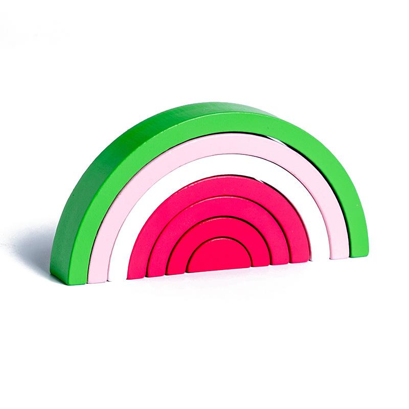 Arch Bridge Rainbow Stacking Building Block Kids Montessori Educational Games Color and Shape Cognitive Wooden Toys for Children