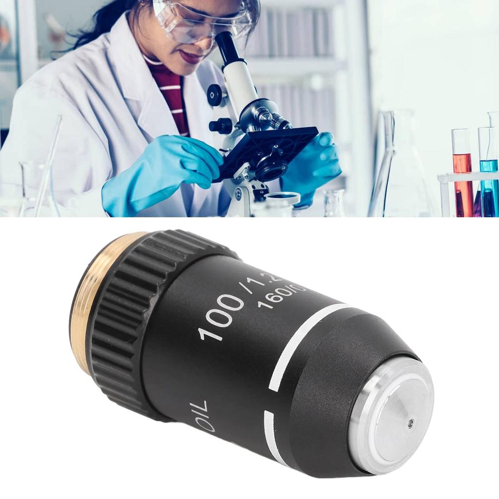 High-Power 20.2mm 100x High-Transmittance Microscope Objective Lens for Industrial, Research, and Education
