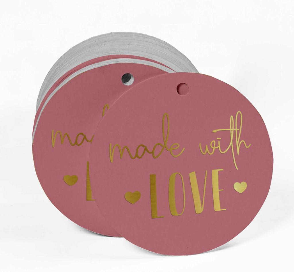 Inkdotpot Pack Of 100 Real Gold Foil Paper Tags Made With Love Text Favor Hang