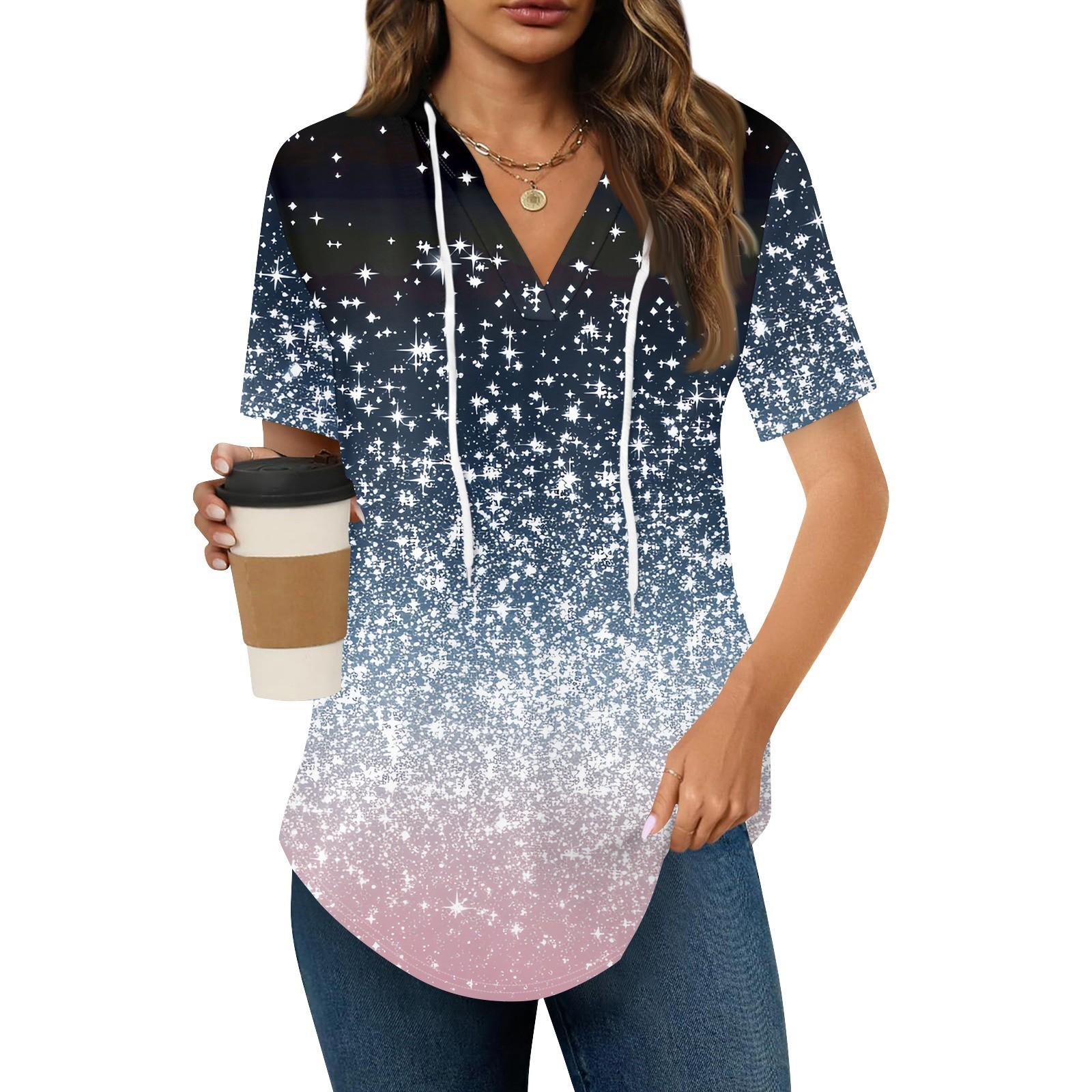 

Женские летние футболки с V-образным вырезом, толстовки с коротким рукавом, туники, повседневные свободные туники, толстовки S