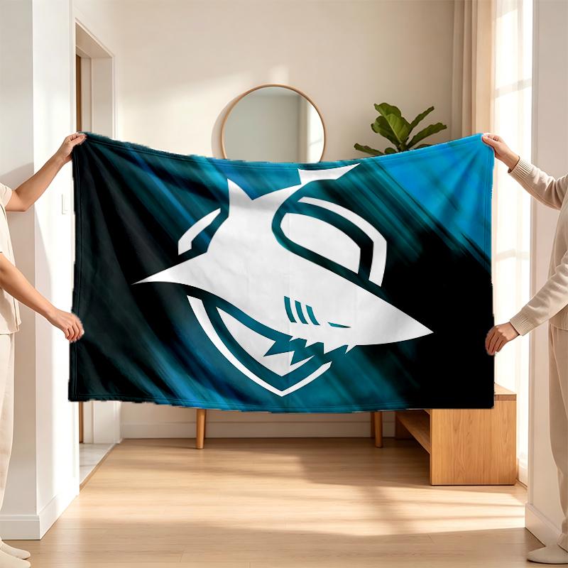 Cronulla Sutherland Sharks (1) Flannel blanket a soft accent for the bedroom and living room and a cozy home gift
