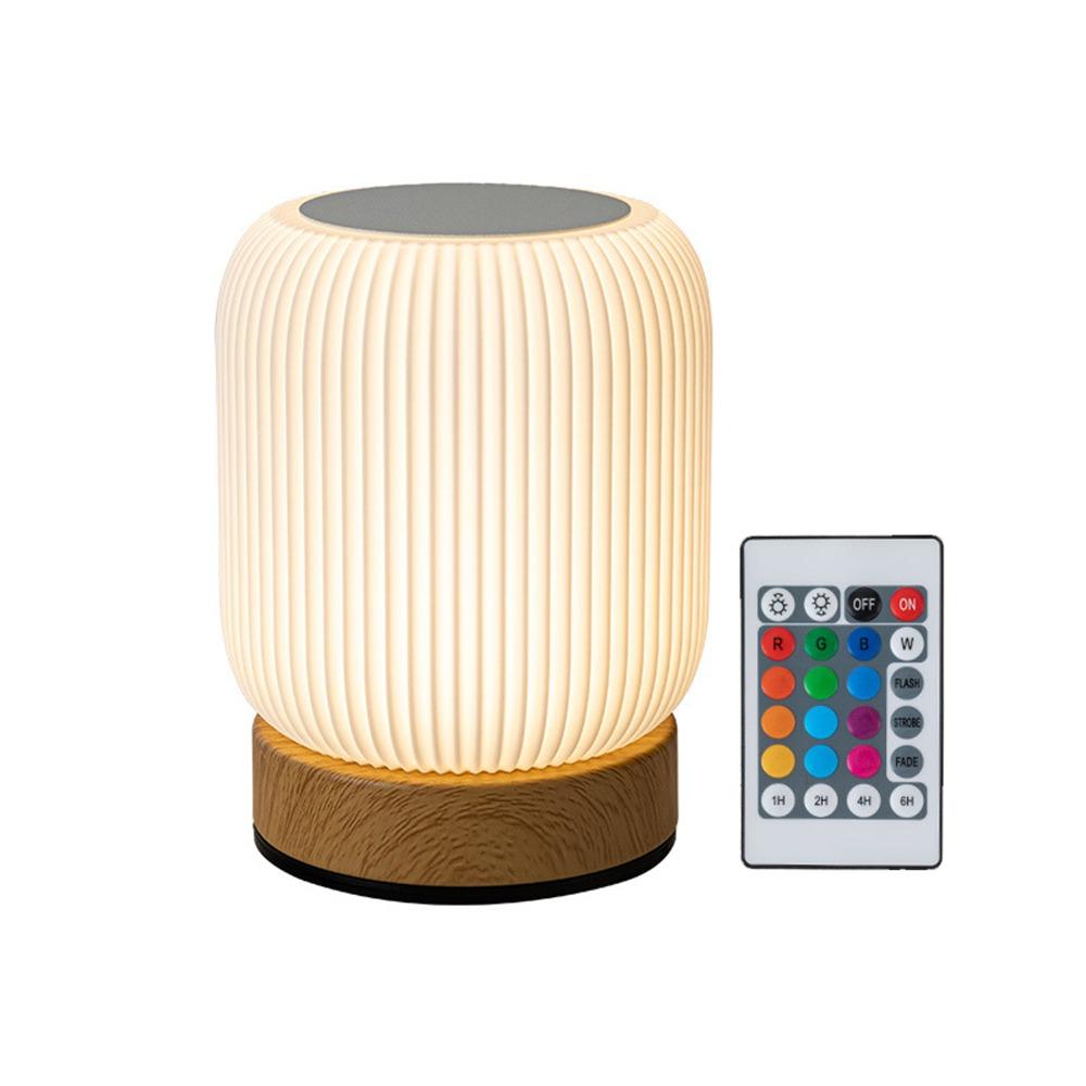 Wood Grain Base Touch Night Light 3 Color Temperatures Dimmable Bed Lamp Atmosphere Lighting