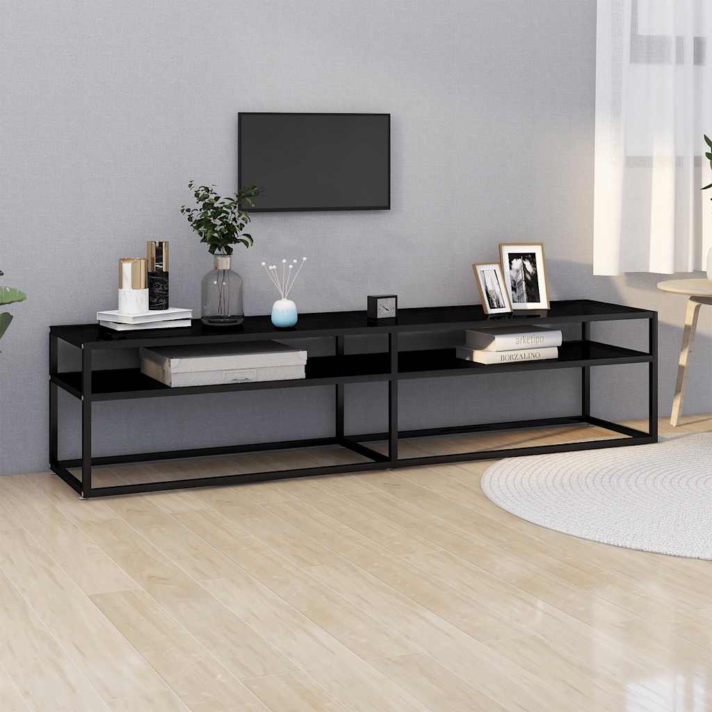 Vidaxl TV Cabinet, Black, 180X40X40.5 Cm, Tempered Glass