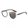 Unisex Retro Round Metal Sunglasses with Photochromic Anti-Blue Light Lenses